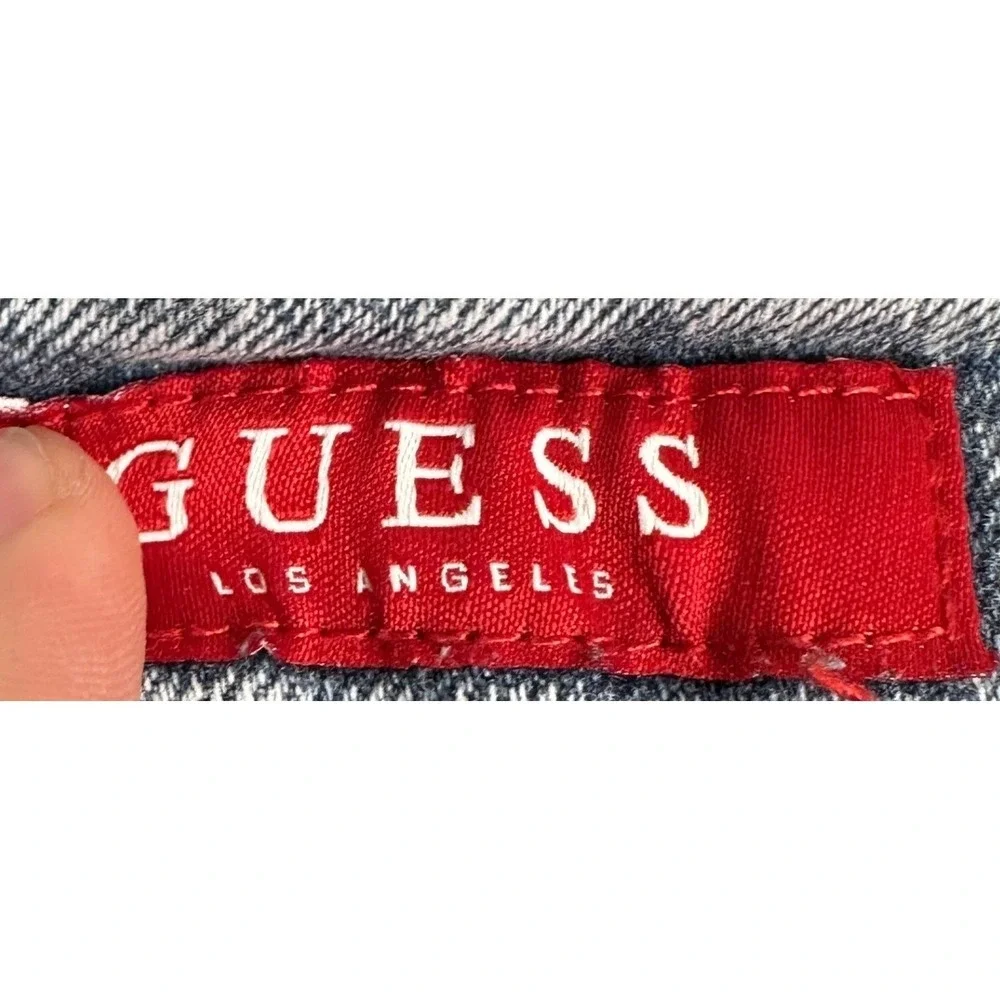 Guess Moto Denim Shorts Mens 30 Blue Jean Distressed Stretch 5-Pocket Acid Wash